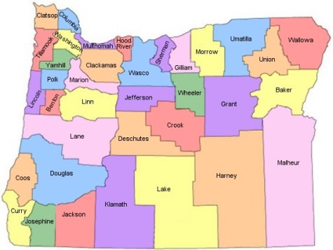 Map of Oregon counties - Oregon Lawyer Online